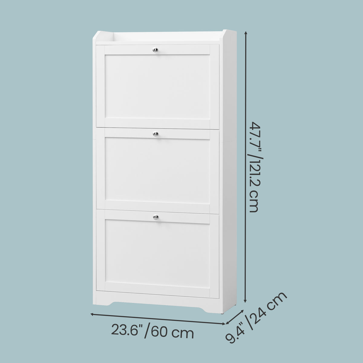 LEDREM Shoe Rack, Shoe Storage Cabinet, 3 Flip Drawers, Holds 12-20 Pairs, for Entryway, Cloud White