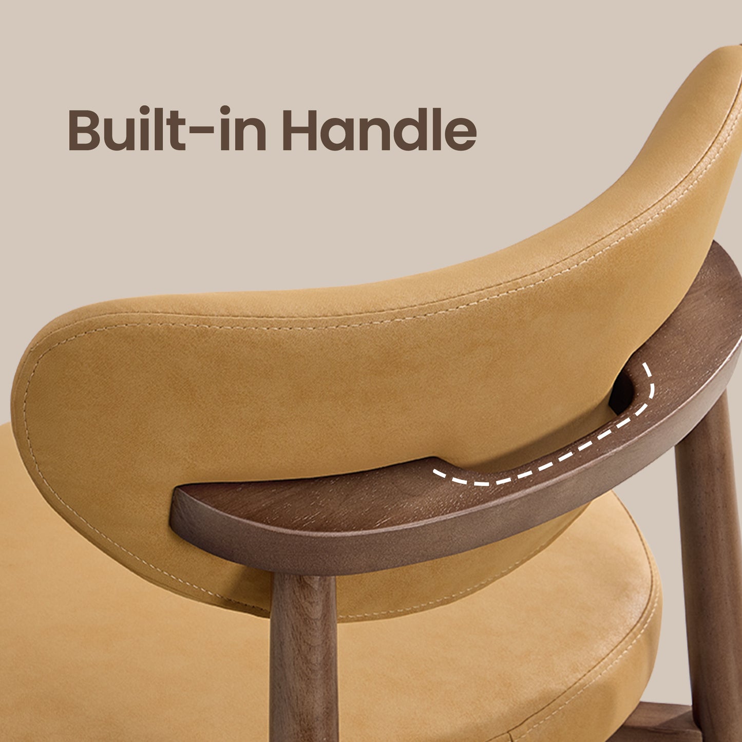 Bar Stools Set of 2, Counter Height Dining Chairs with Solid Wood Legs & Ergonomic Backrest, Upholstered Mid-Century Modern Stools for Kitchen Island, Caramel Brown