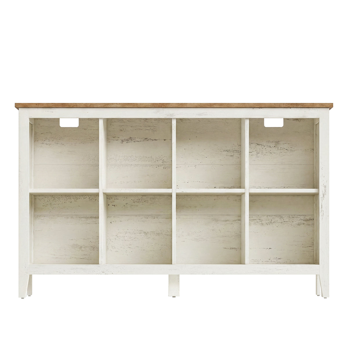 Farmhouse Tall Bookcase with Cabinet Doors and Open Shelves, 50.2 x 11.8 x 29.8 Inches, White