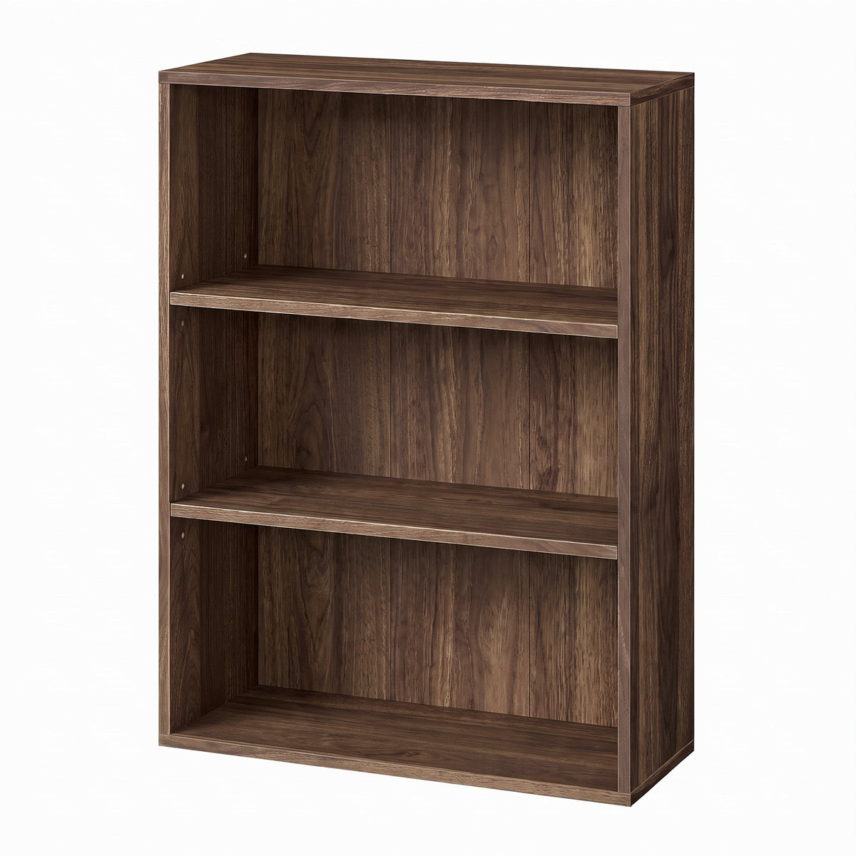 LEDREM 3-Tier Bookcase, Bookshelf with Adjustable Storage Shelves, Open Shelving, Columbia Walnut