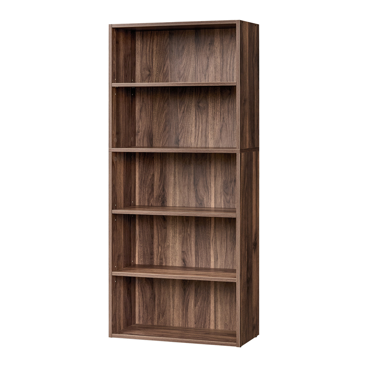 LEDREM 5-Tier Bookcase, Open Storage Shelf, Tall Book Shelf for Home Office, Living Room, Dining Room, Tan