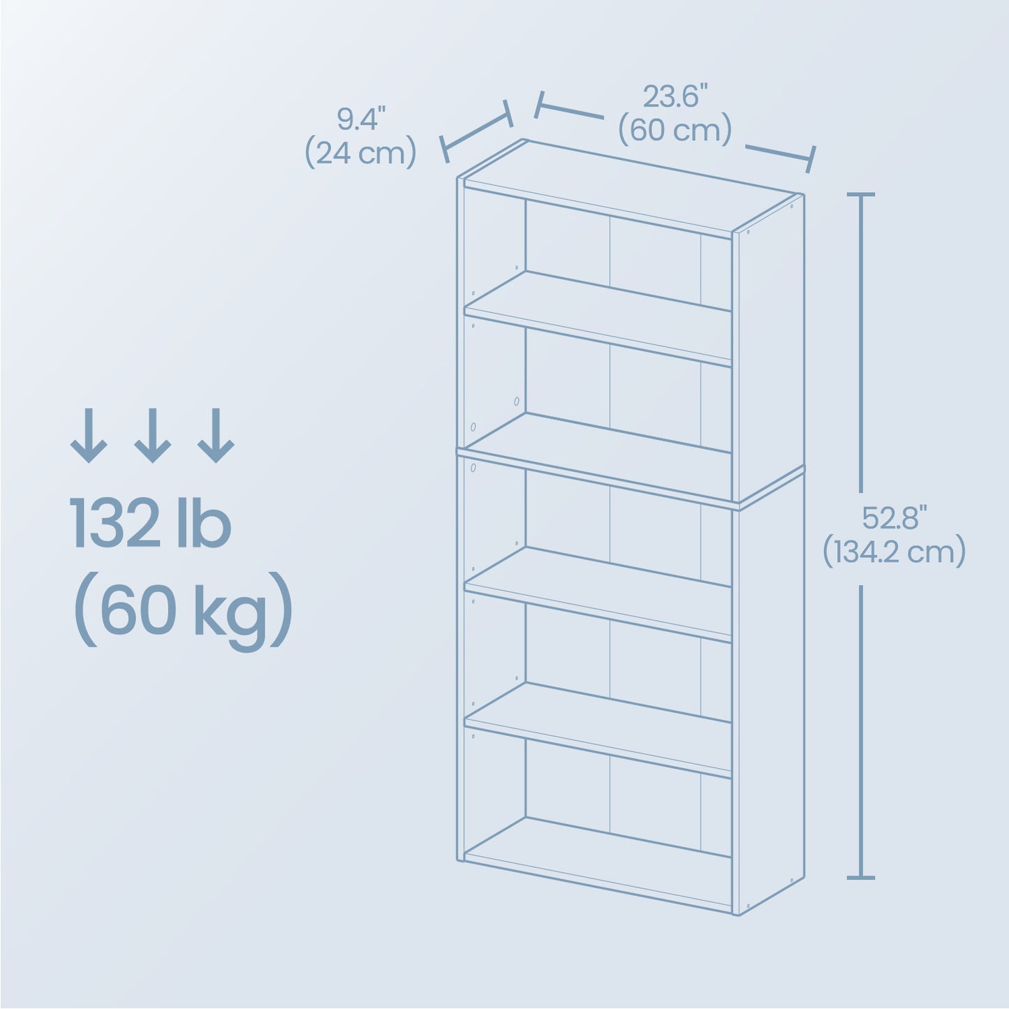 CUSTOS Collection 5-Tier Modern Bookcase, Adjustable Open Shelf Storage Unit for Living Room, Office, Tool-Free Assembly, Ebony Black