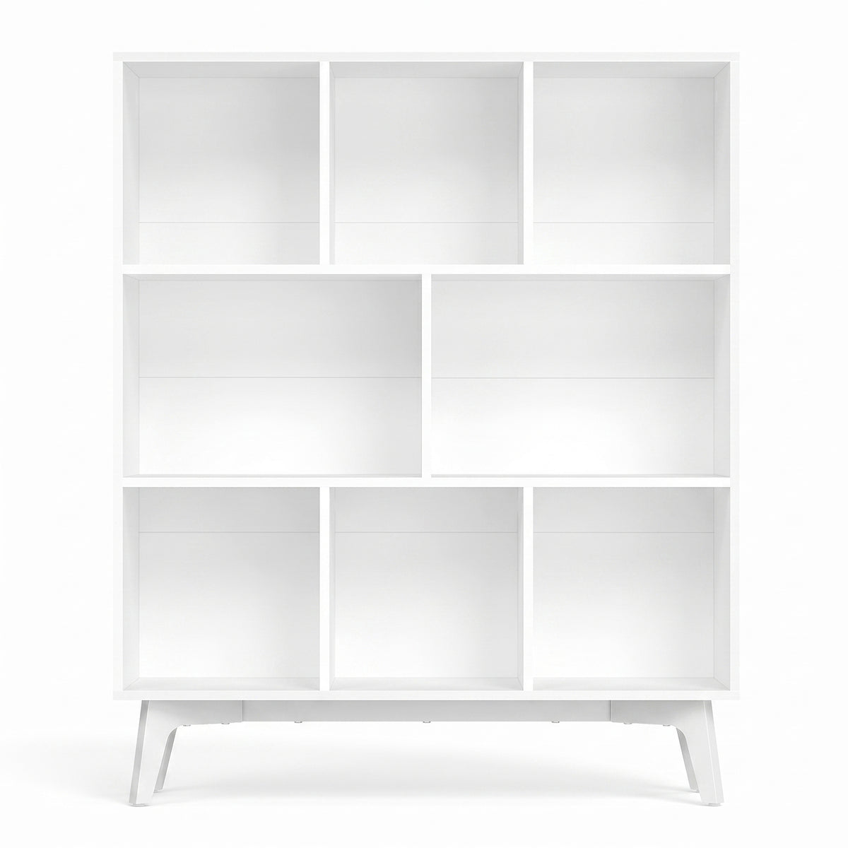 Modern Cube Bookshelf, 8-Compartment Storage Shelf with Large & Small Cubes, for Living Room, Office, Bedroom, Freestanding, Cloud White