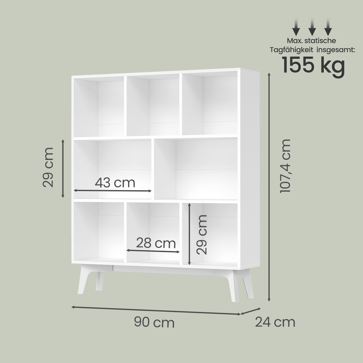 Modern Cube Bookshelf, 8-Compartment Storage Shelf with Large & Small Cubes, for Living Room, Office, Bedroom, Freestanding, Cloud White