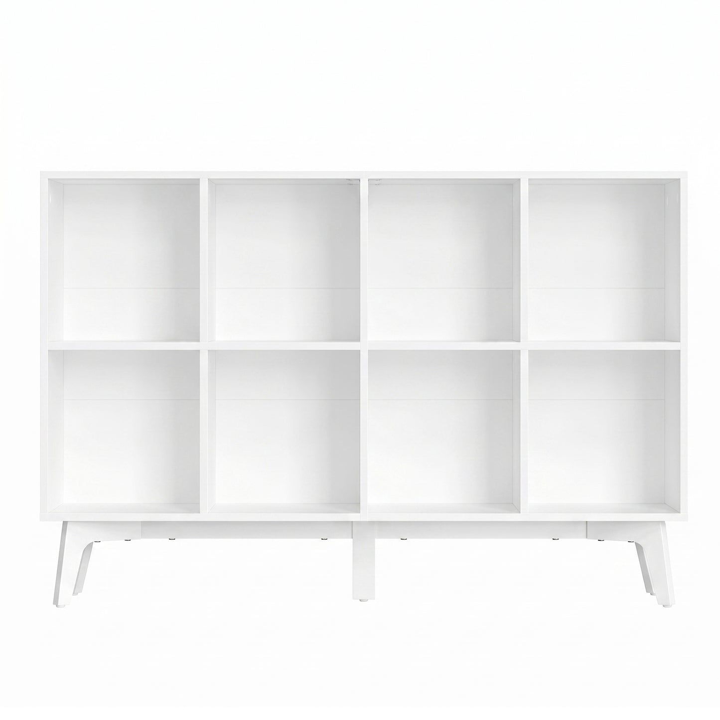 Mid-Century Cube Bookshelf, 8-Compartment Storage Shelf with 2 Large & 6 Small Cubes, for Living Room or Office, Freestanding, Honey Brown