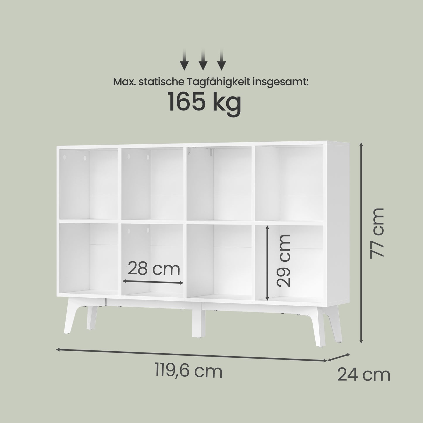 Mid-Century Cube Bookshelf, 8-Compartment Storage Shelf with 2 Large & 6 Small Cubes, for Living Room or Office, Freestanding, Honey Brown