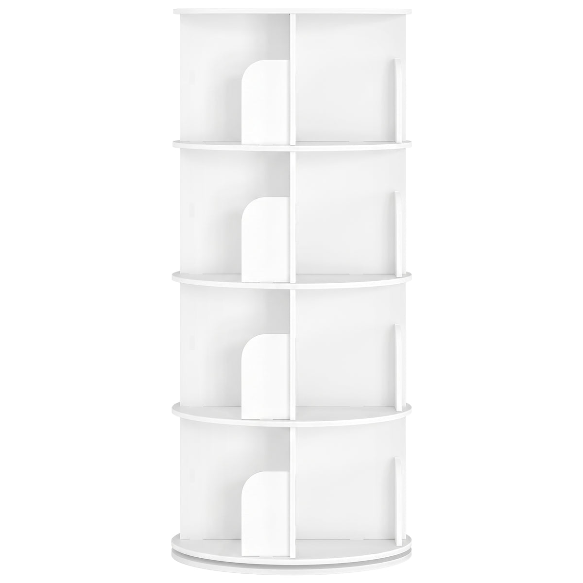 Bookshelf, 360° Rotating 4-Tier Tall Narrow Bookcase, Space Saving, 18.1 x 18.1 x 50 Inches, White