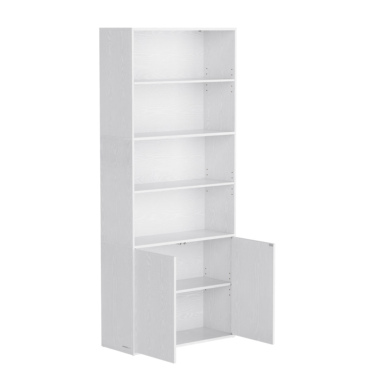 Tall Bookcase, Superfast Toolless Assembly, 6-Tier Book Shelf with Door, for Living Room Bedroom, White