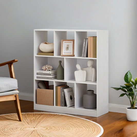 8-Tier Adjustable Bookcase, Multi-Directional Freestanding Shelf for Home, Office, 33lb Capacity per Tier, Easy No-Tool Assembly, White