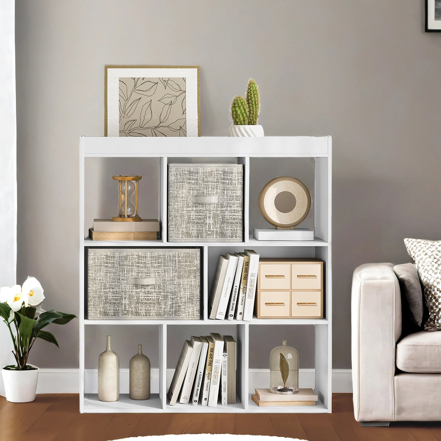 8-Tier Adjustable Bookcase, Multi-Directional Freestanding Shelf for Home, Office, 33lb Capacity per Tier, Easy No-Tool Assembly, White