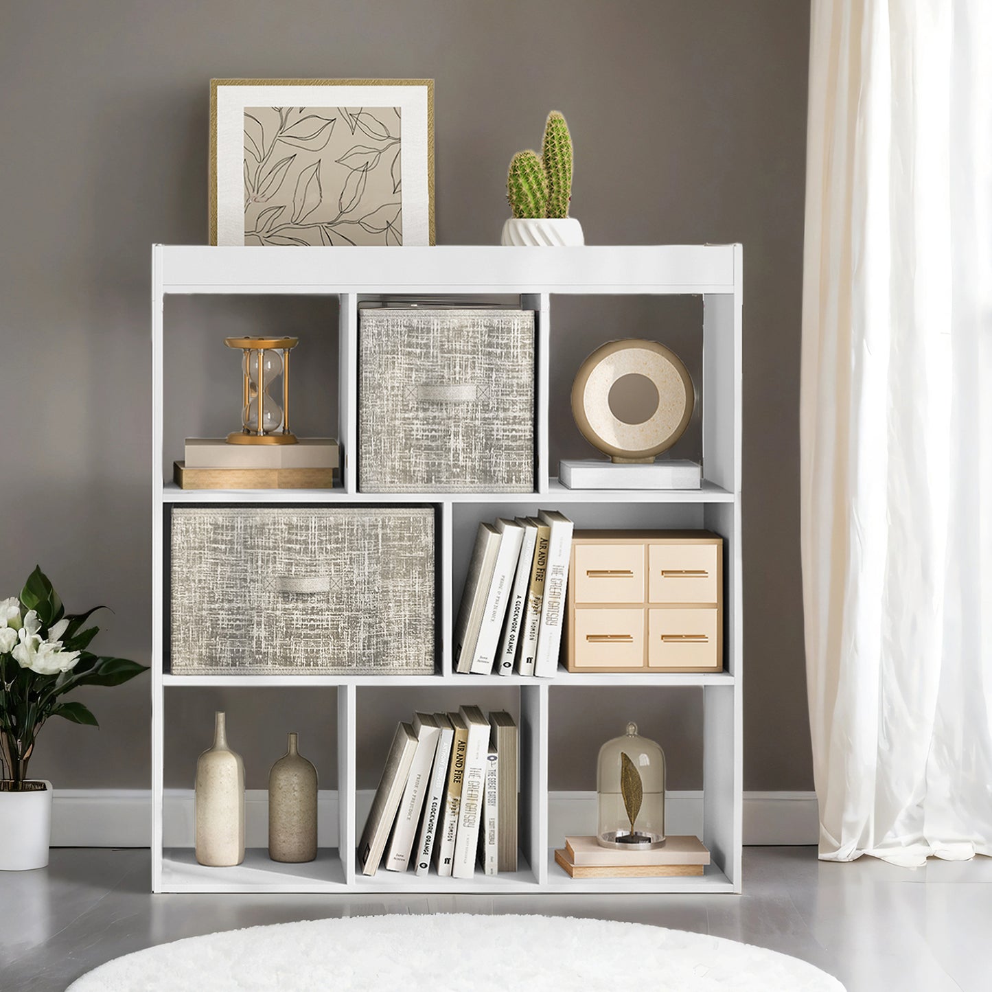 8-Tier Adjustable Bookcase, Multi-Directional Freestanding Shelf for Home, Office, 33lb Capacity per Tier, Easy No-Tool Assembly, White