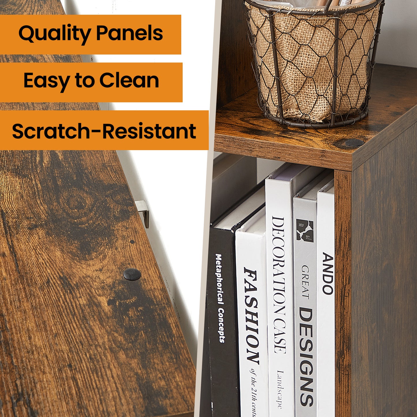 5-Tier Bookcase & Room Divider - Freestanding Storage Shelf for Home, Office, 27.6"L x 62.6"H, Decorative Display Shelving, Rustic Brown