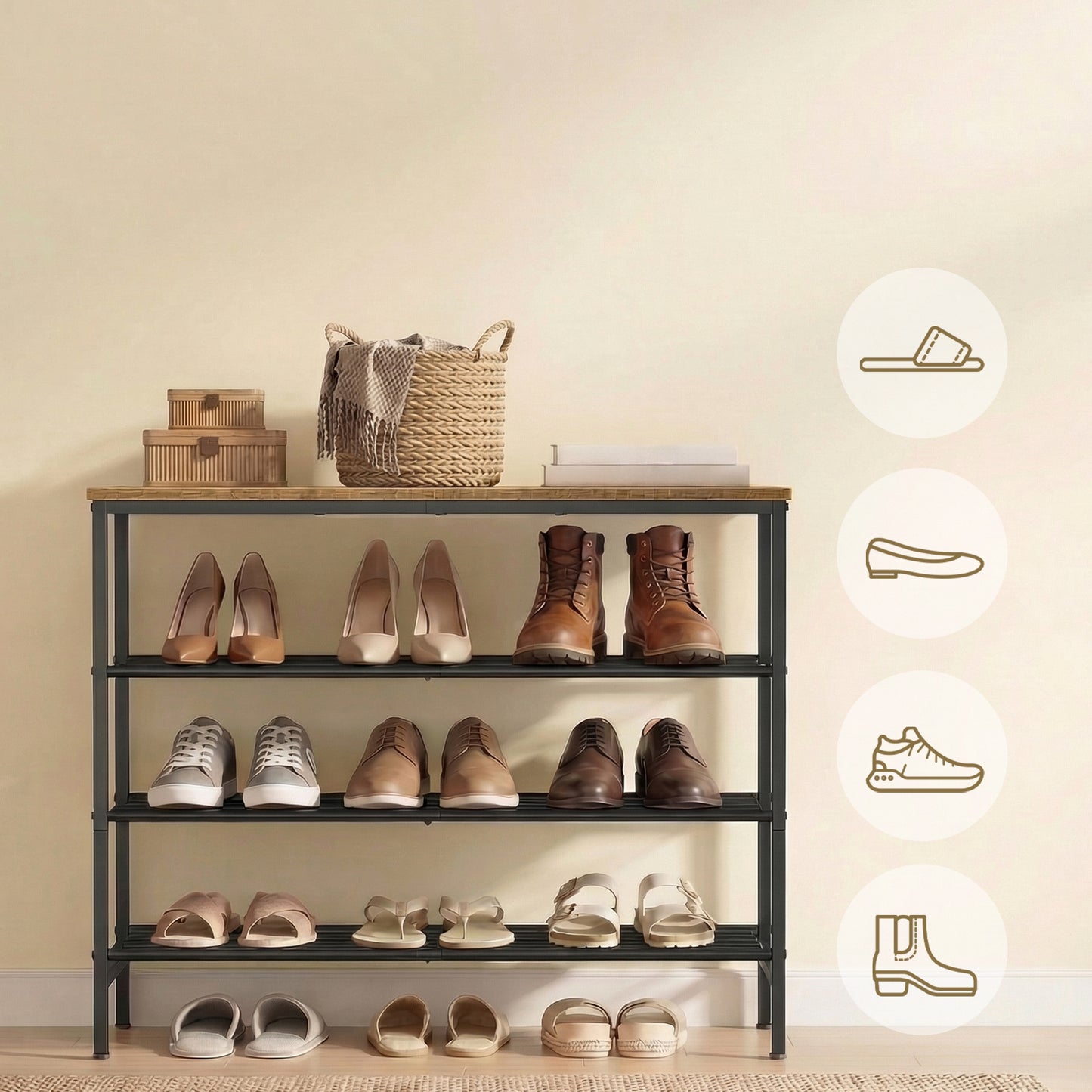 Shoe Rack Four-layer Iron Wire Wtandard Part Whoe Rack