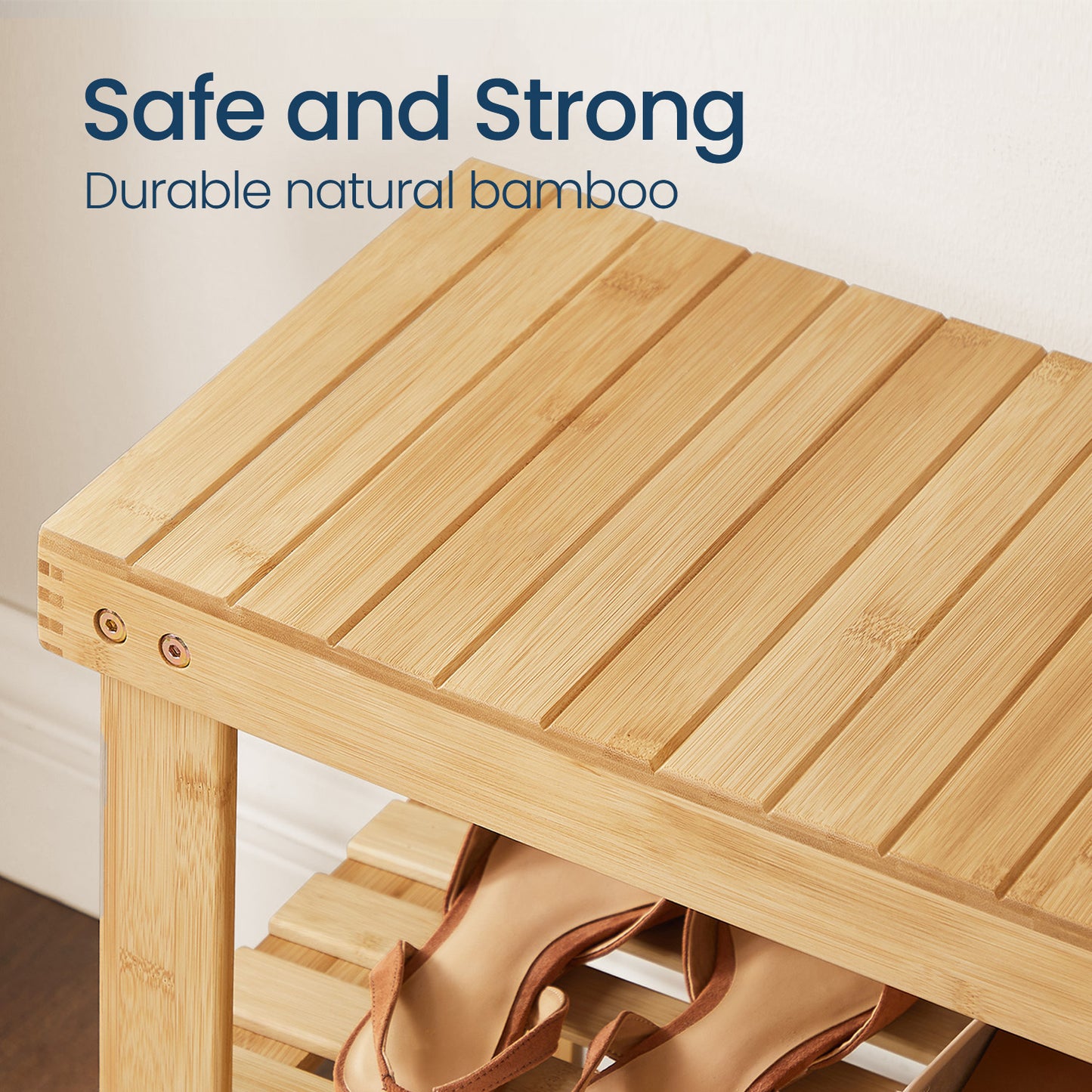 3-Tier Bamboo Shoe Bench Organizer, Multi-Functional Entryway Storage with Seat, 286lb Capacity, Quick Assembly, Natural