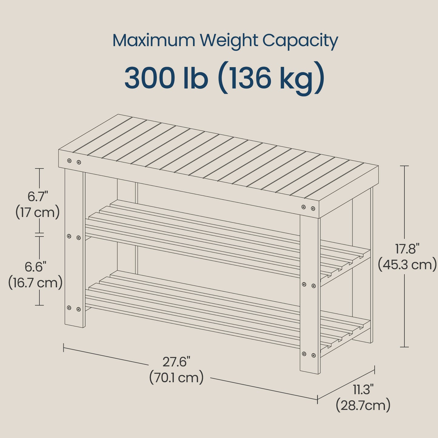 3-Tier Bamboo Shoe Bench Organizer, Multi-Functional Entryway Storage with Seat, 286lb Capacity, Quick Assembly, Natural