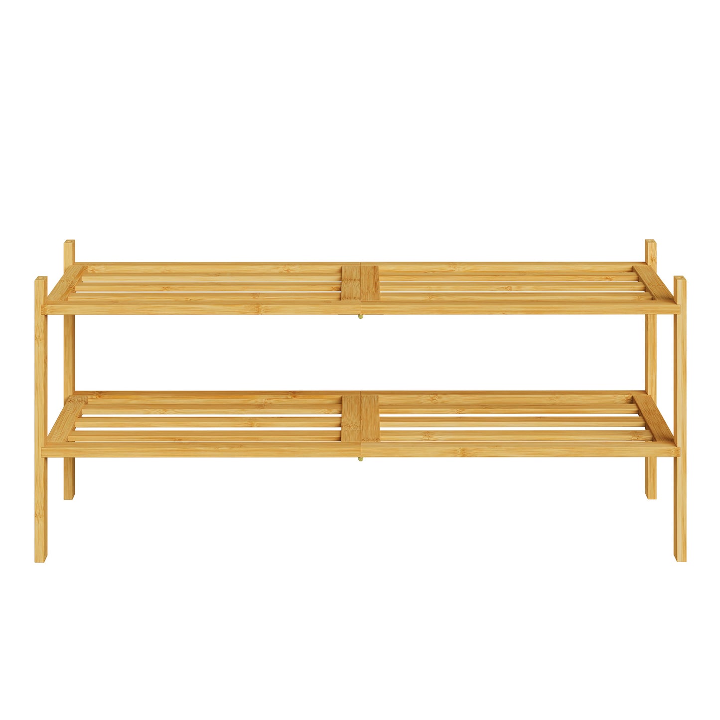 2-Tier Wooden Shoe Organizer, Stackable Shoe Rack, Modular Design, Space-Saving Shelf for Bedroom or Entryway, Natural