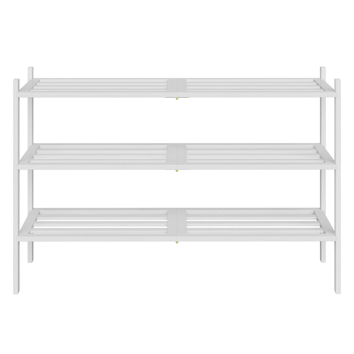 3-Tier Stackable Bamboo Shoe Rack, Space-Saving Freestanding Organizer for Entryway Closet, Holds 12-16 Pairs, Cloud White