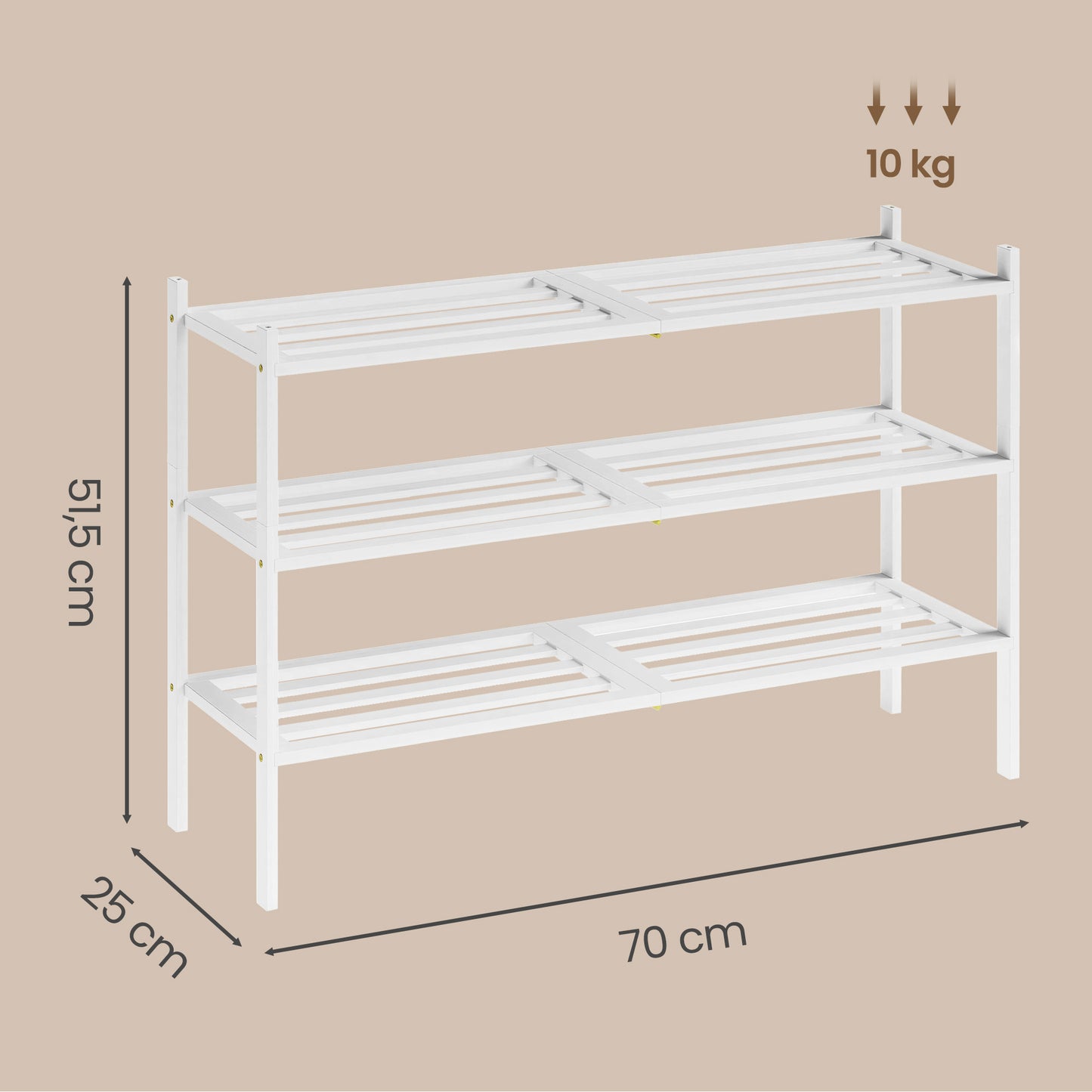 3-Tier Stackable Bamboo Shoe Rack, Space-Saving Freestanding Organizer for Entryway Closet, Holds 12-16 Pairs, Cloud White