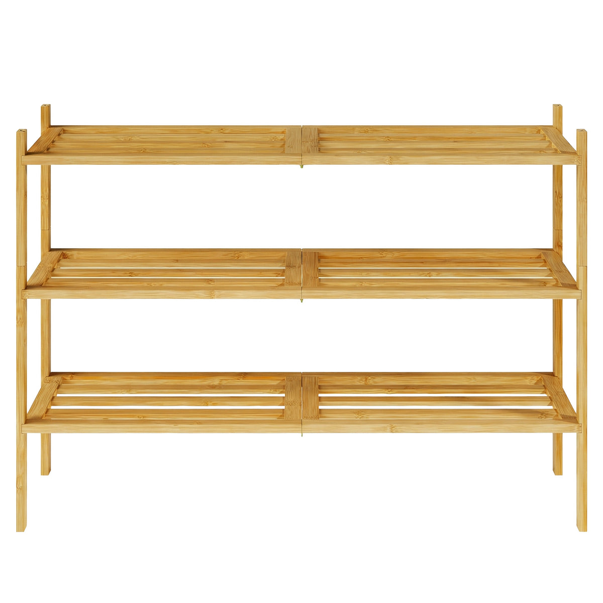 3-Tier Bamboo Shoe Organizer, Stackable Shoe Rack, Modular Design, Space-Saving Shelf for Bedroom or Entryway, Yellow