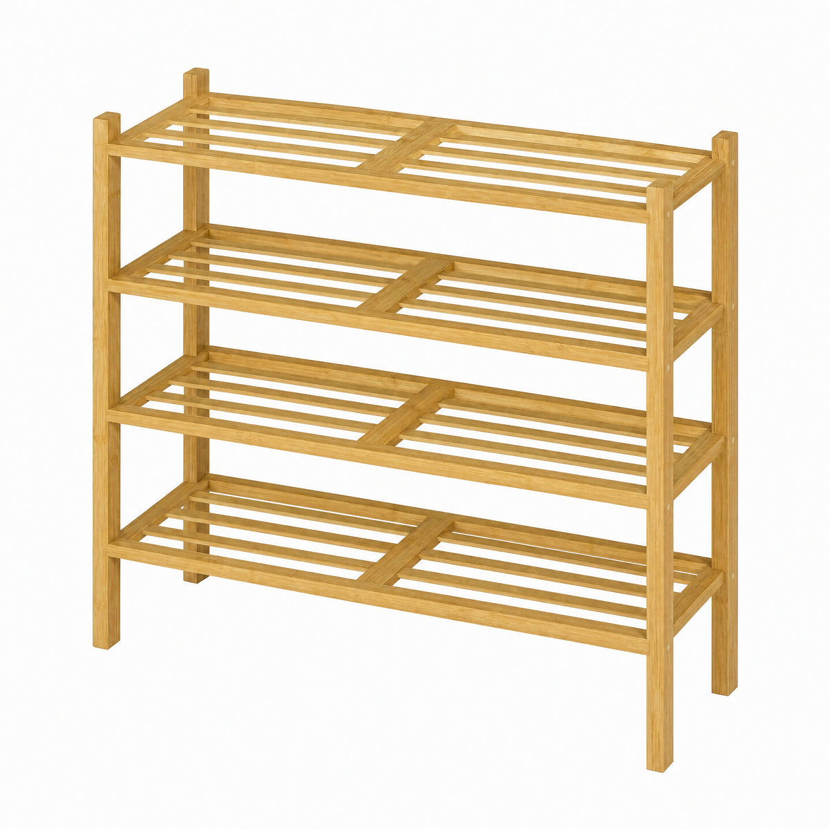 LEDREM 4-Tier Bamboo Shoe Organizer, Stackable Shoe Rack, Modular Design, Space-Saving Shelf for Bedroom or Entryway, Yellow