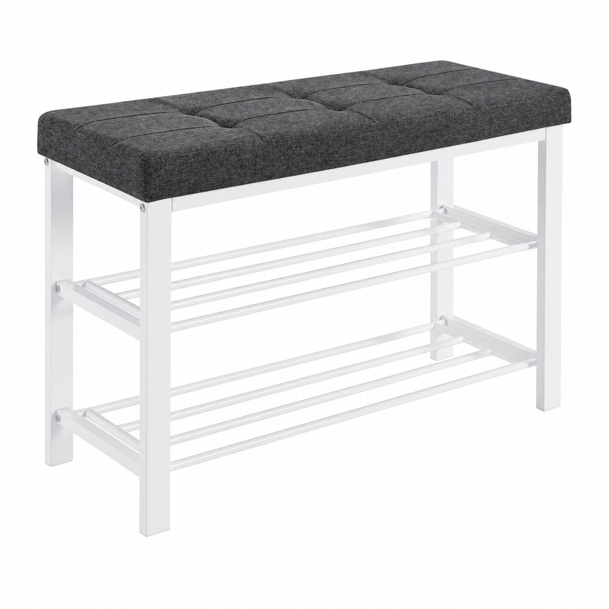 Entryway Bench, Shoe Storage Bench with Cushion, for Entryway, Bedroom, Gray and Black