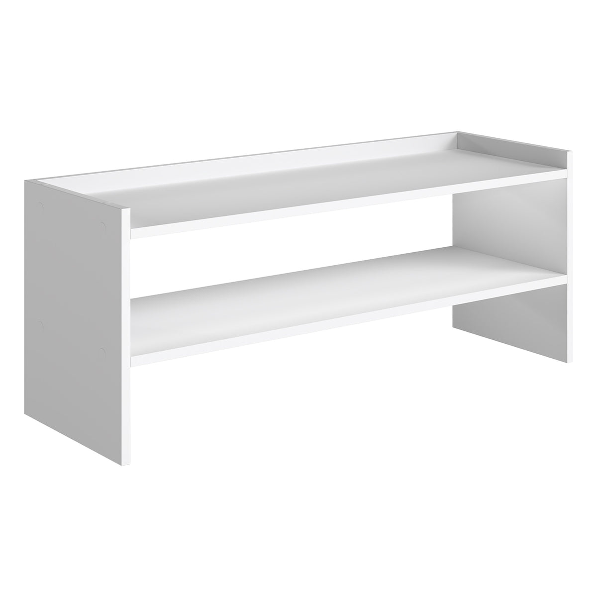 LEDREM Stackable 2-Tier Shoe Organizer Shelf for Entryway, Closet, 11.7 x 32.3 x 14.2 Inches, White