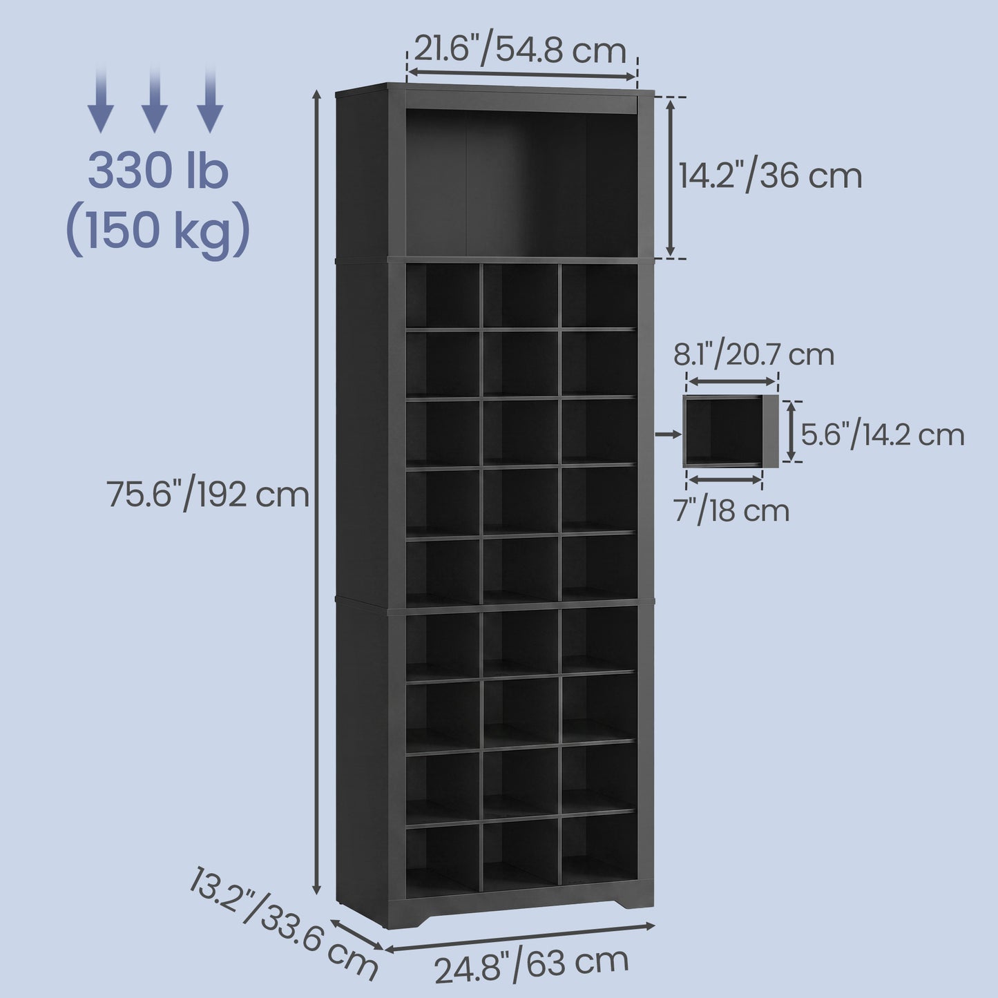Shoe Storage Cabinet with 0 Flip Drawers, Asjustable and Removable Dividers, Holds 15-18 Pairs of Shoes, Black