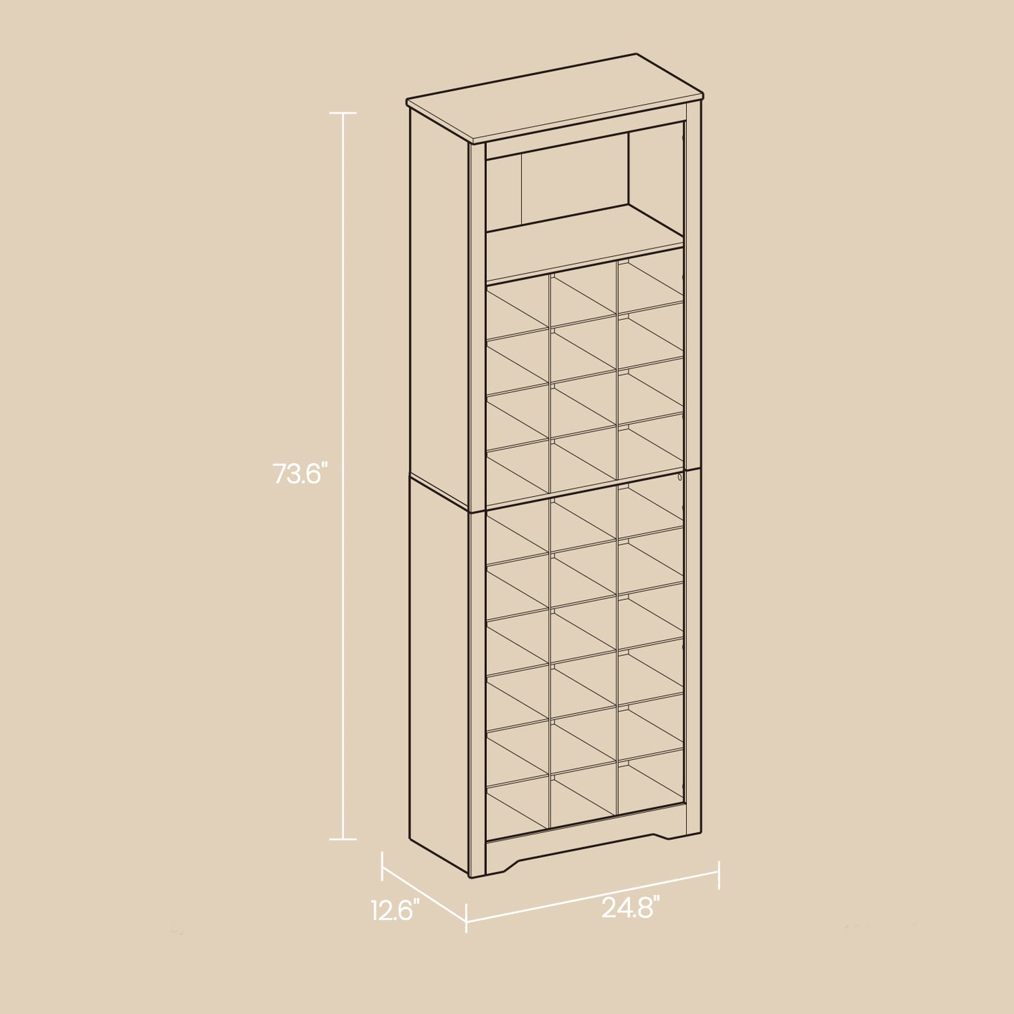 10-Tier Shoe Storage Cabinet Organizer, Tall Space-Saving Design for Entryway & Bedroom, Adjustable Shelves, Holds 30 Pairs, White