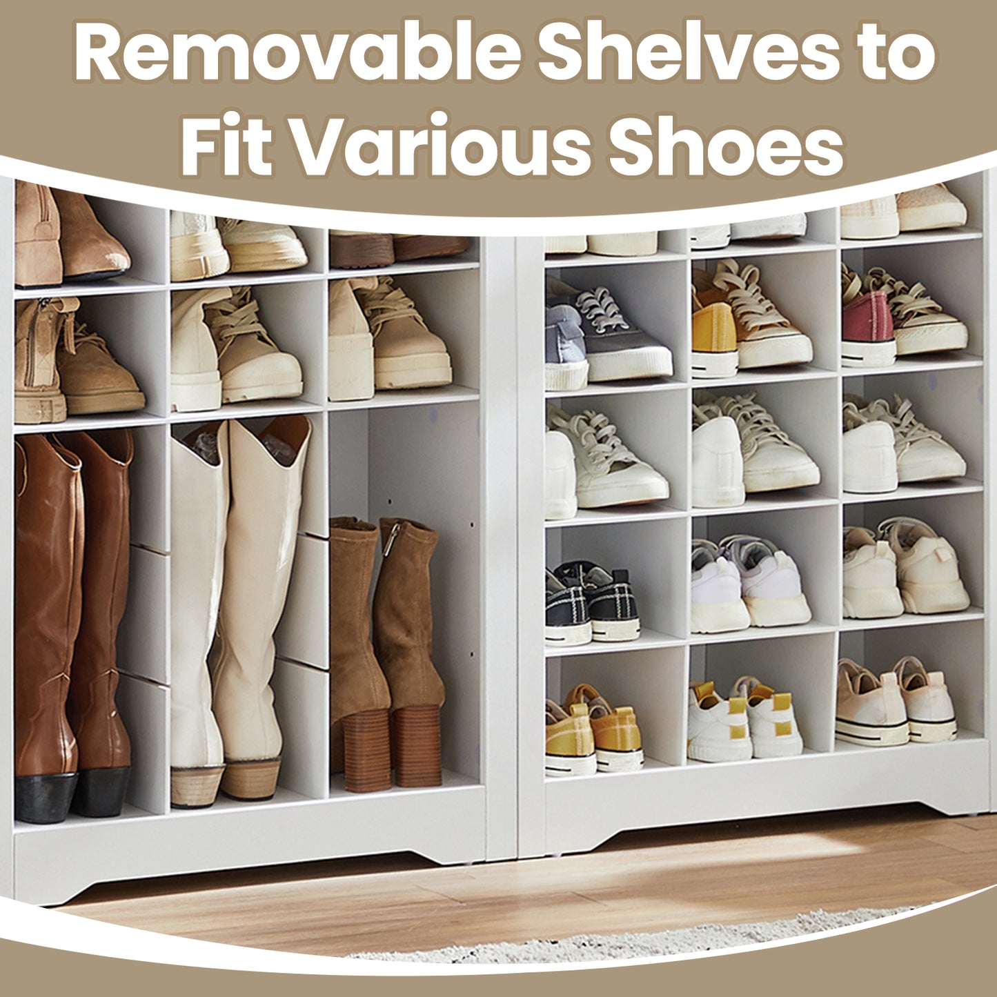 10-Tier Shoe Storage Cabinet Organizer, Tall Space-Saving Design for Entryway & Bedroom, Adjustable Shelves, Holds 30 Pairs, White