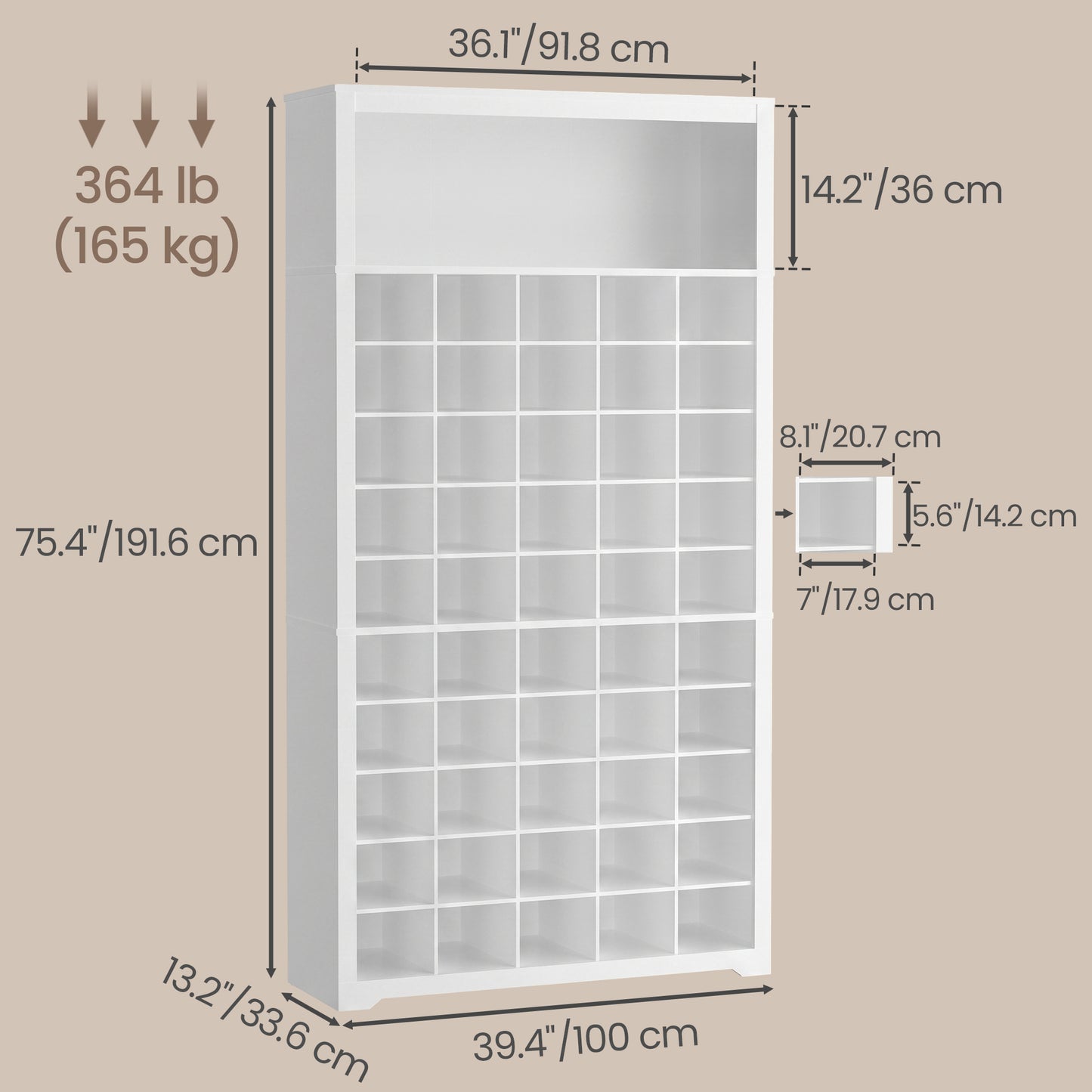 Shoe Storage Cabinet with 0 Flip Drawers, Asjustable and Removable Dividers, Holds 50 Pairs of Shoes, White