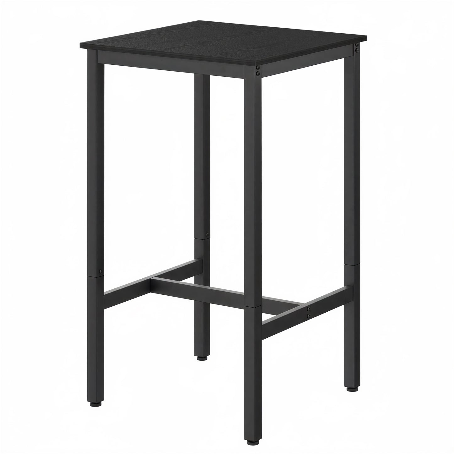 Bar Table, Small Square High Top Pub Table for Kitchen or Living Room, Rustic Wood & Metal Frame, 220 lb Capacity, Adjustable Feet, Ebony Black and Black