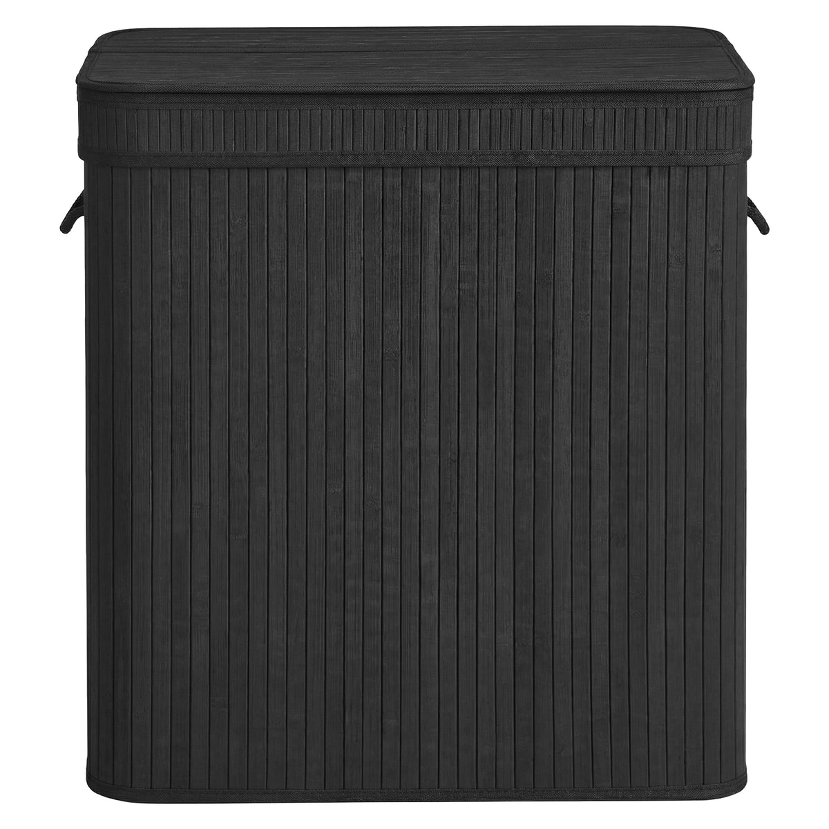 LEDREM Bamboo Laundry Basket, Removable Bag with Lid and Handles, Machine Washable, Laundry Room, 39.6 Gallons, Black