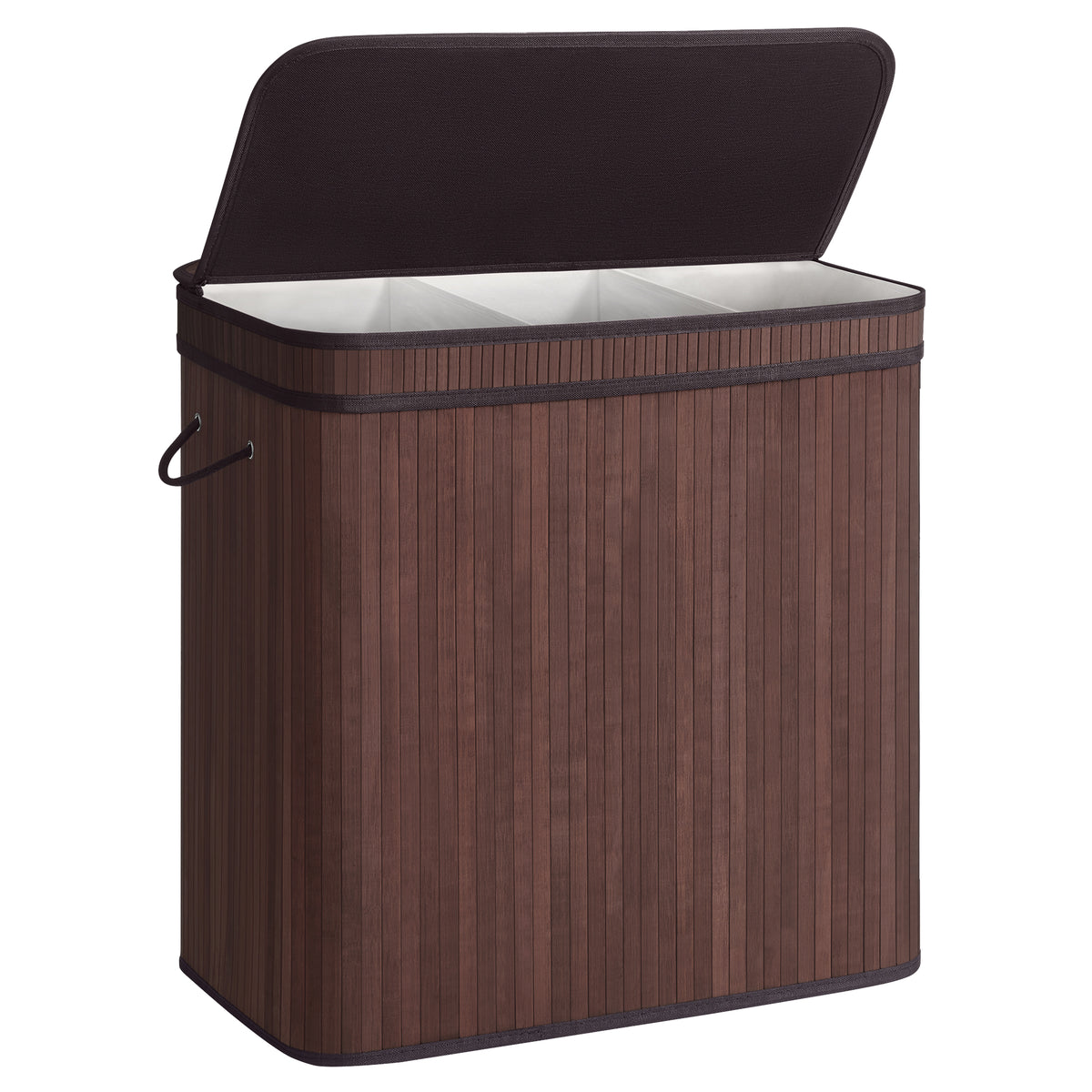 LEDREM Bamboo Laundry Basket, Removable Bag with Lid and Handles, Machine Washable, Laundry Room, 39.6 Gallons, Brown
