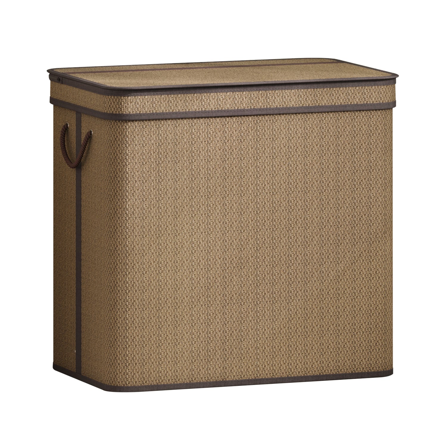 3-Section Laundry Hamper with Lid, 44.9 Gal Bamboo Clothes Sorter, Removable Machine-Washable Liner, for Bedroom Living Room, Brown