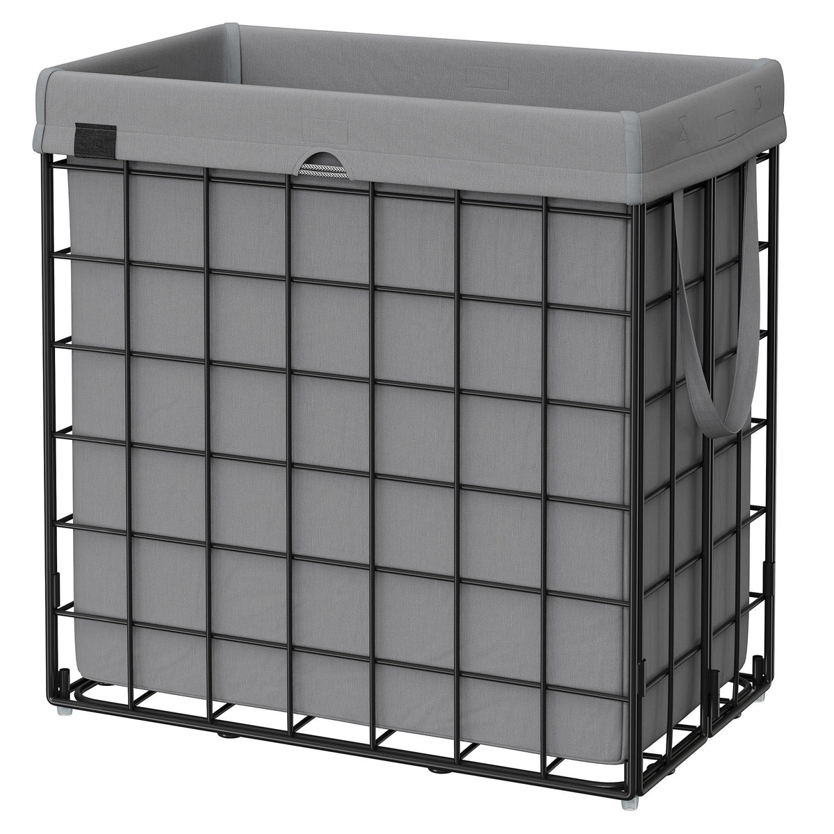 LEDREM Laundry Hamper, Large Collapsible Basket with Removable Washable Liner, 29 Gal., Gray and Black
