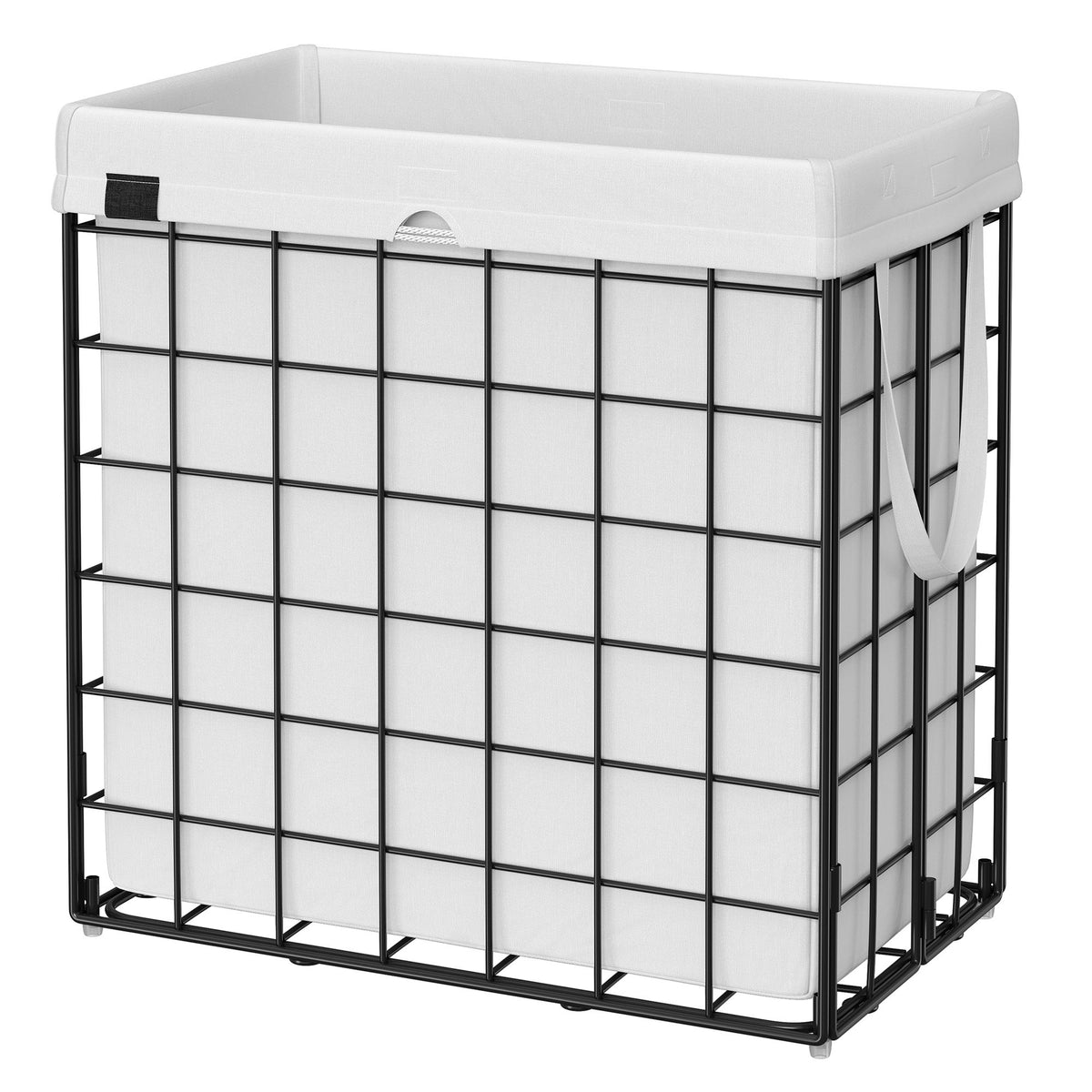 LEDREM Laundry Hamper, Large Collapsible Basket with Removable Washable Liner, 29 Gal., White and Black