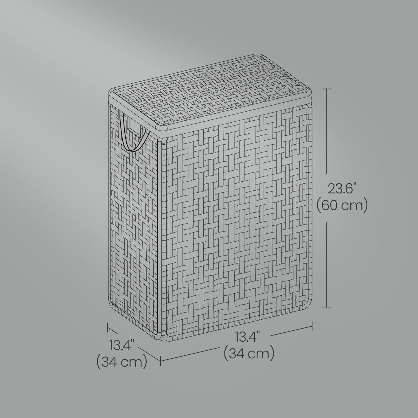 Foldable Laundry Hamper with Removable Liner & Lid, 17.2 Gallon (65L) Synthetic Rattan Basket, Handles, Space-Saving for Bedroom，Bathroom, Cloud White