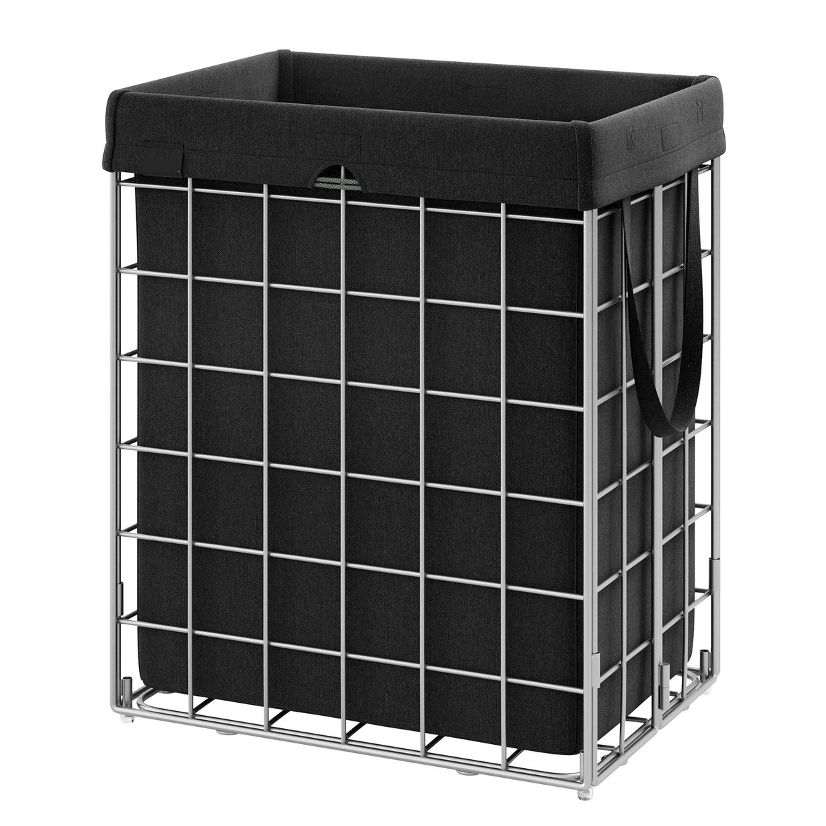 LEDREM Laundry Hamper, Large Collapsible Basket with Removable Washable Liner, 29 Gal., Black and Silver