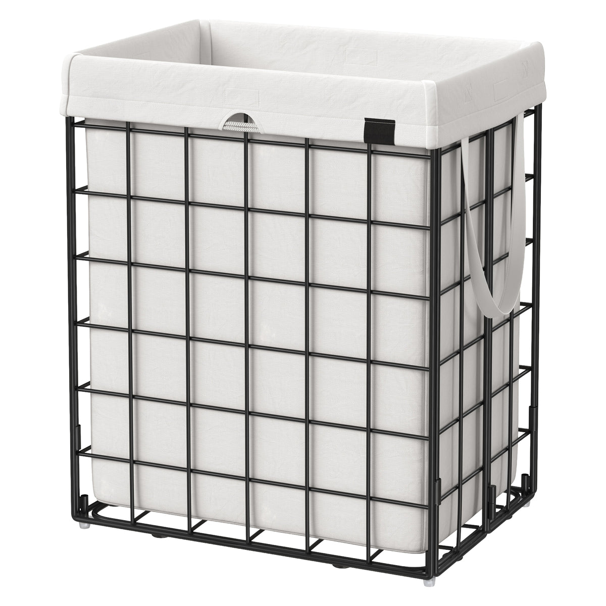 LEDREM Laundry Hamper, Large Collapsible Basket with Removable Washable Liner, 29 Gal., White and Black