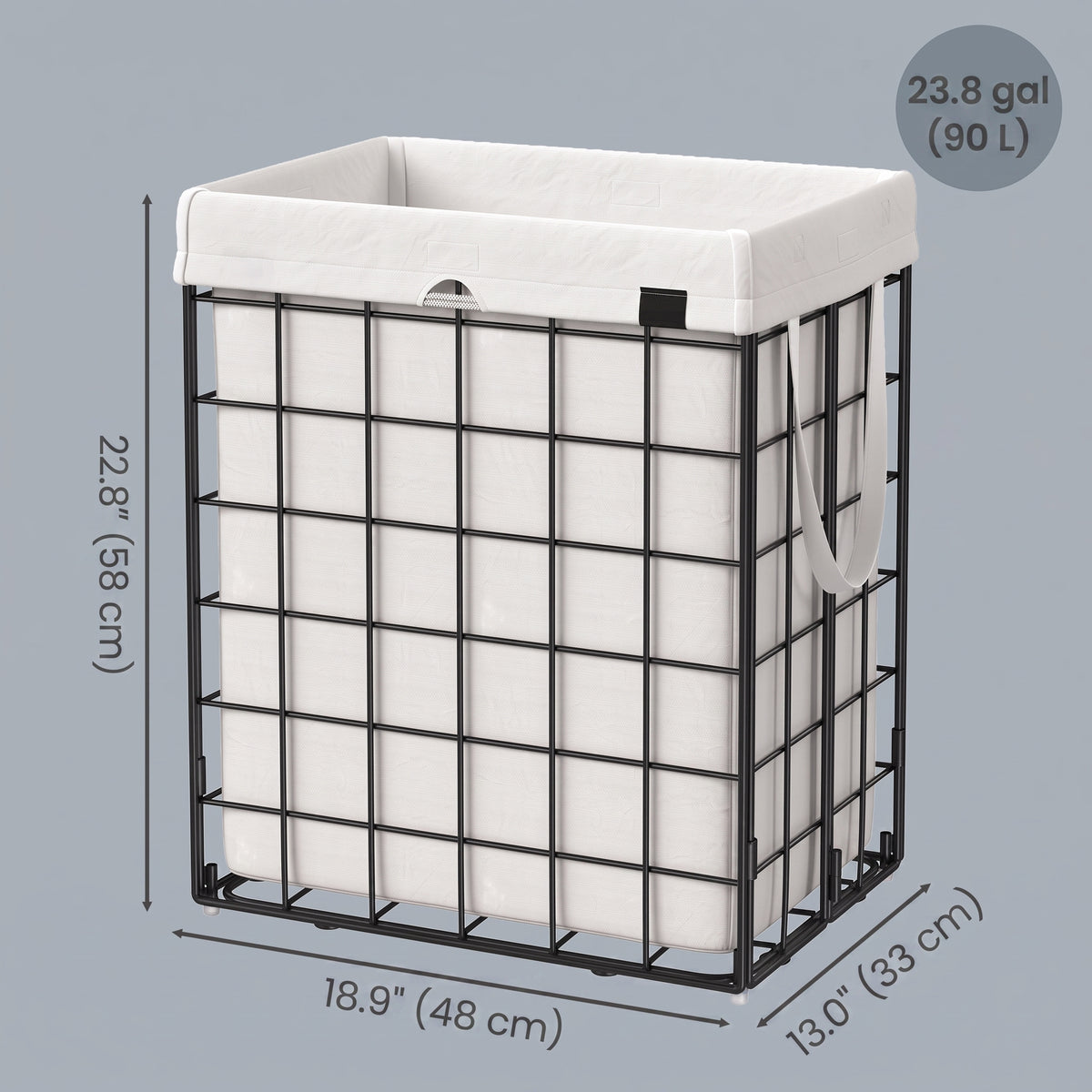 LEDREM Laundry Hamper, Large Collapsible Basket with Removable Washable Liner, 29 Gal., White and Black