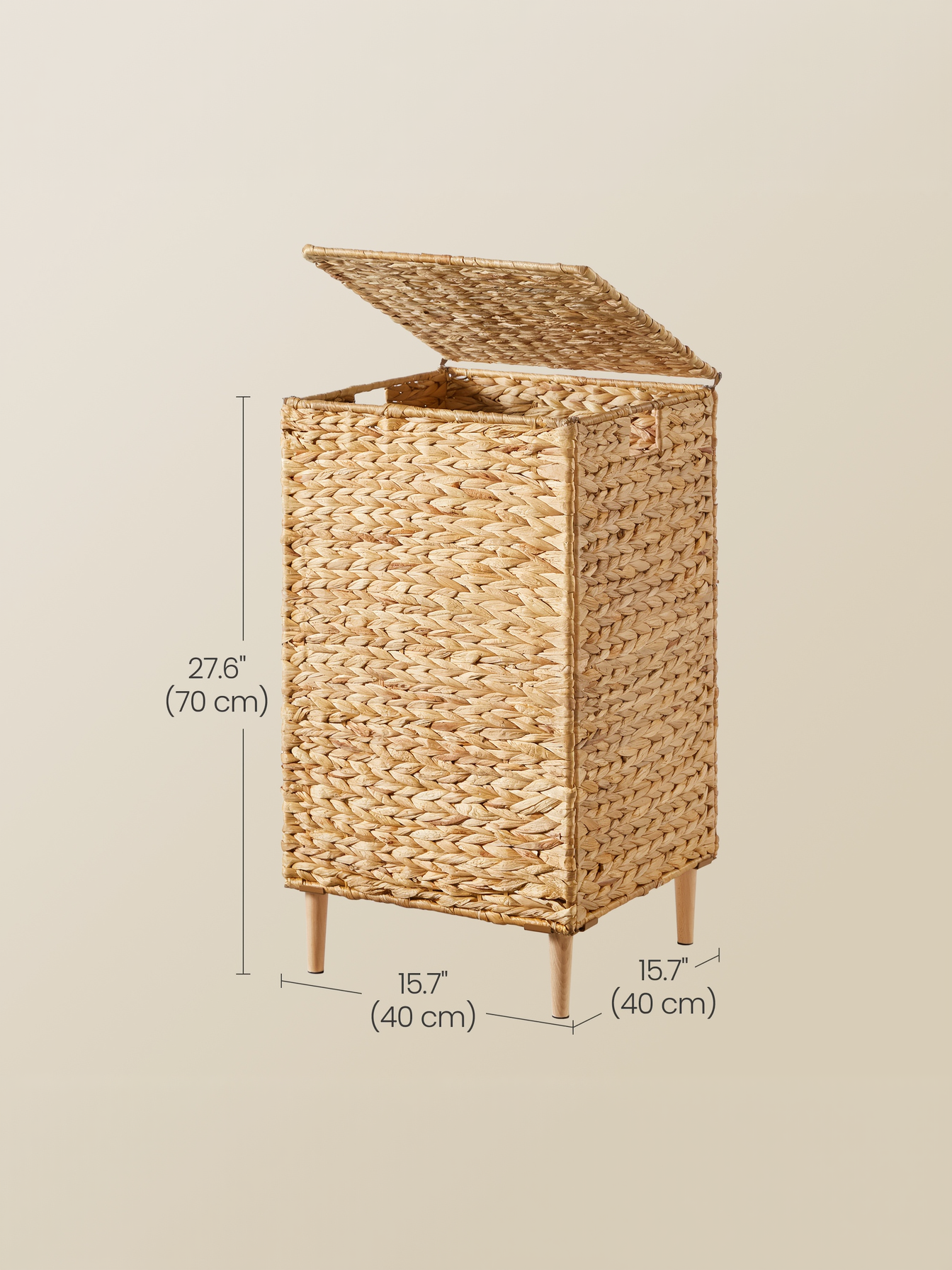 Handwoven Water Hyacinth Laundry Hamper with Lid, 25 Gal Wicker Basket, Removable Washable Liner, Natural Material, for Bedroom Bathroom