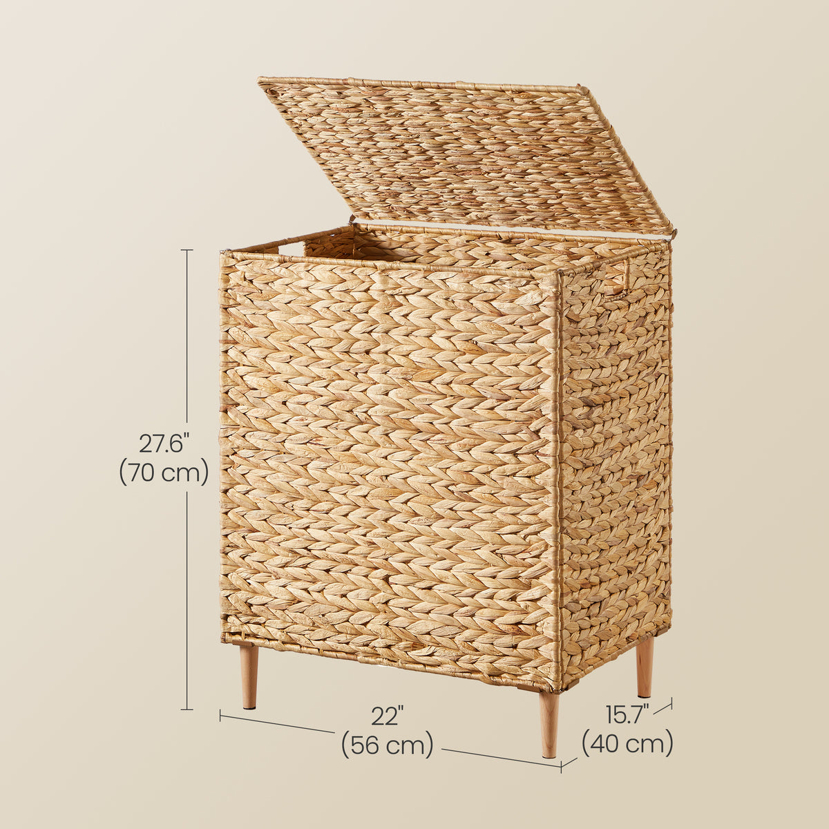 2-Section Handwoven Water Hyacinth Laundry Hamper with Lid, 34.3 Gal Wicker Basket, Removable Washable Liners, Natural