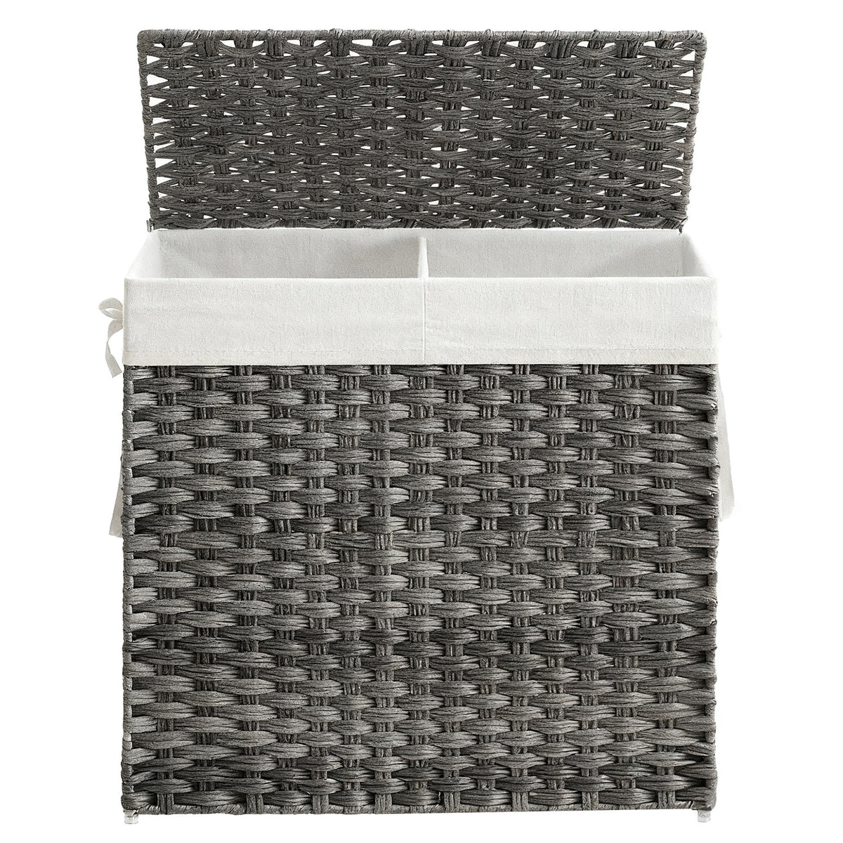 LEDREM 130 L Laundry Hamper with Lid, Clothes Hamper with 2 Removable Liner Bags, 6 Mesh Bags, Gray and White
