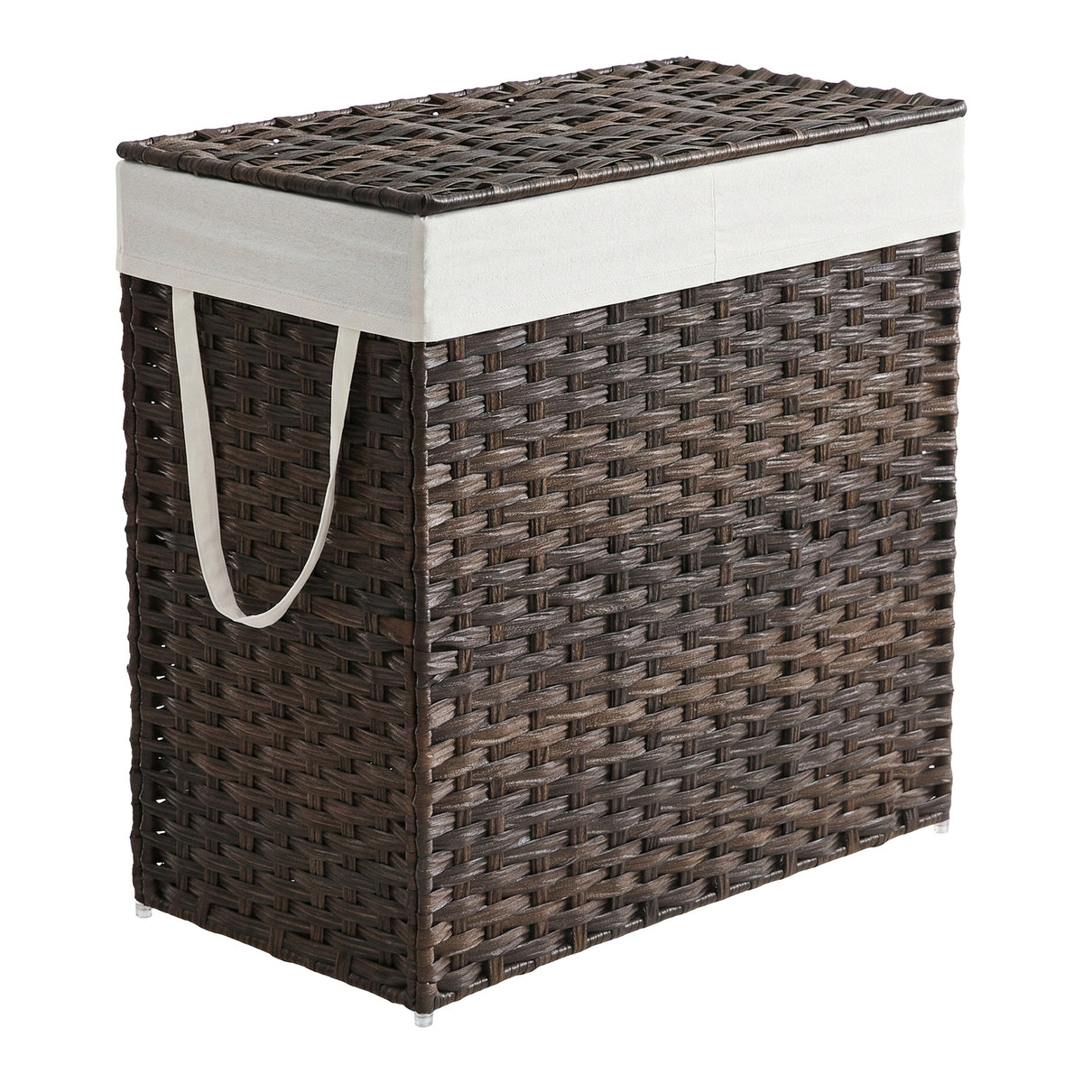 LEDREM 130 L Laundry Hamper with Lid, Clothes Hamper with 2 Removable Liner Bags, 6 Mesh Bags, Burgundy and White