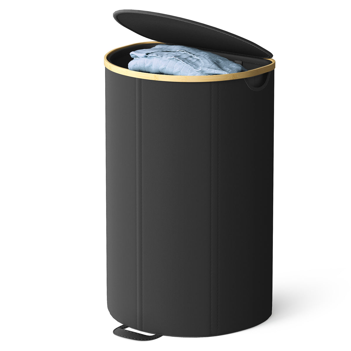 LEDREM Laundry Hamper with Lid and Removable Liner, Large Basket, 90 L, 16.7 x 12.8 x 29.5 Inches, Black and Yellow