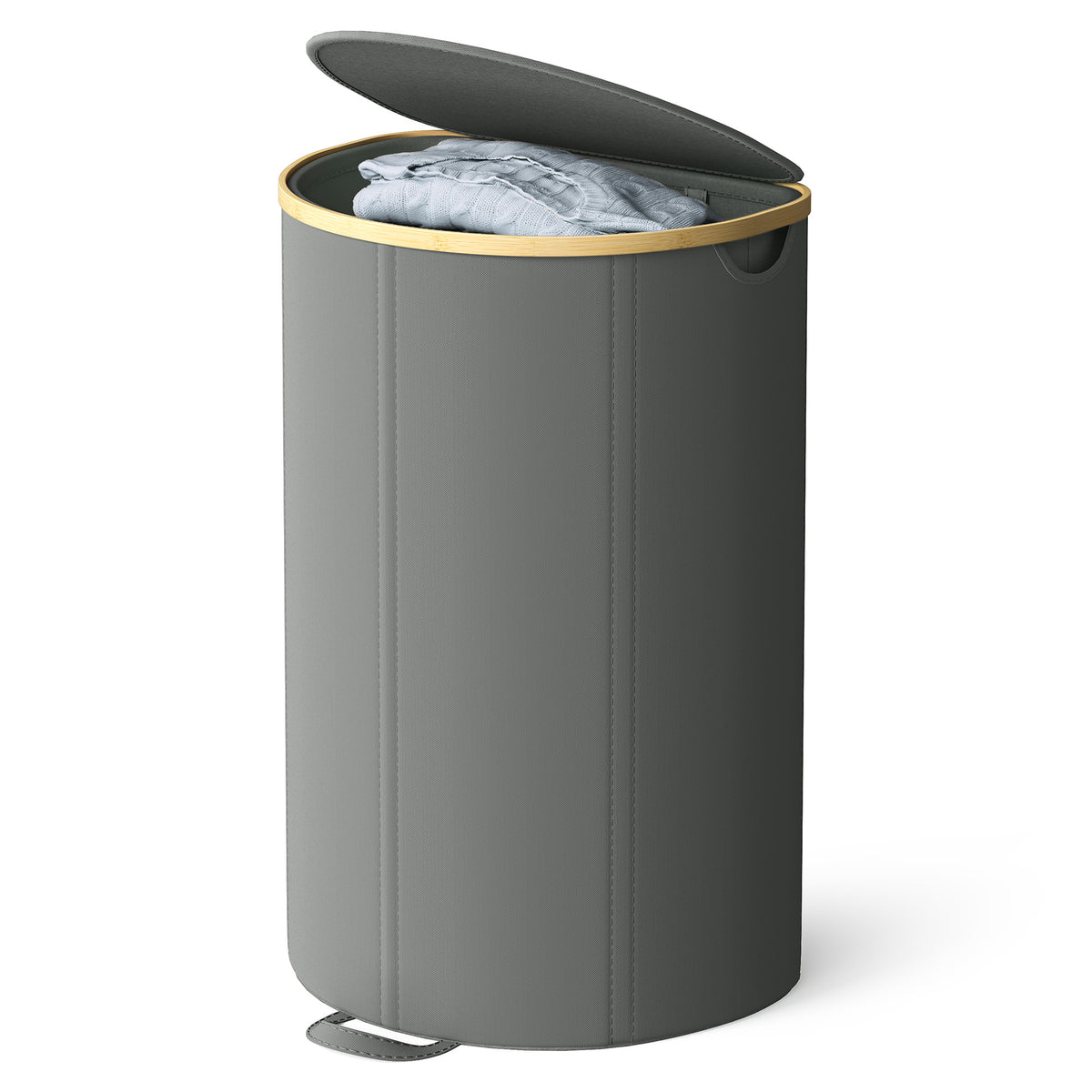 LEDREM Laundry Hamper with Lid and Removable Liner, Large Basket, 23.8 Gal., 16.7 x 12.8 x 29.5 Inches, Grey