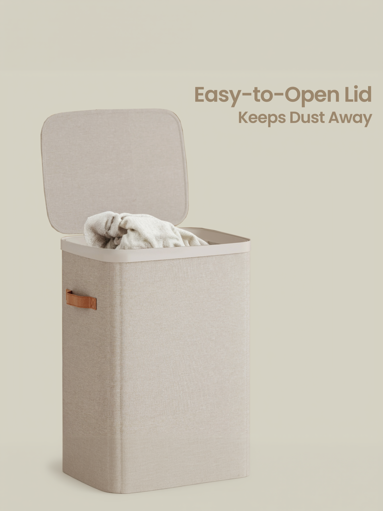 Laundry Basket, 26.4 Gal Hamper with Lid & Removable Liner, Easy Assembly for Laundry Room, Cappuccino Beige