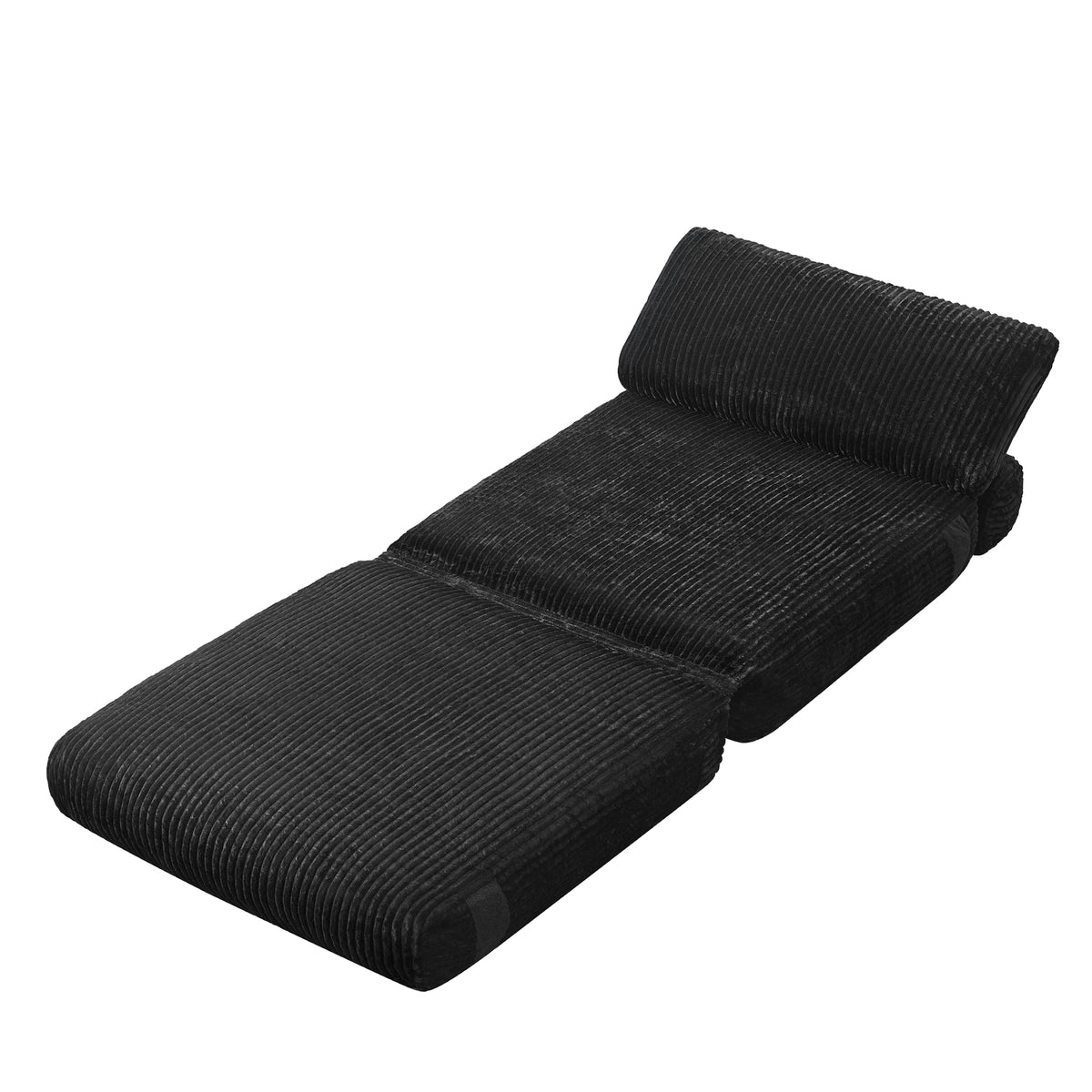 LEDREM Convertible Chair Bed, Corduroy Folding Futon Chair with Removable Cover, 35 x 35 x 30.7 inches, Black