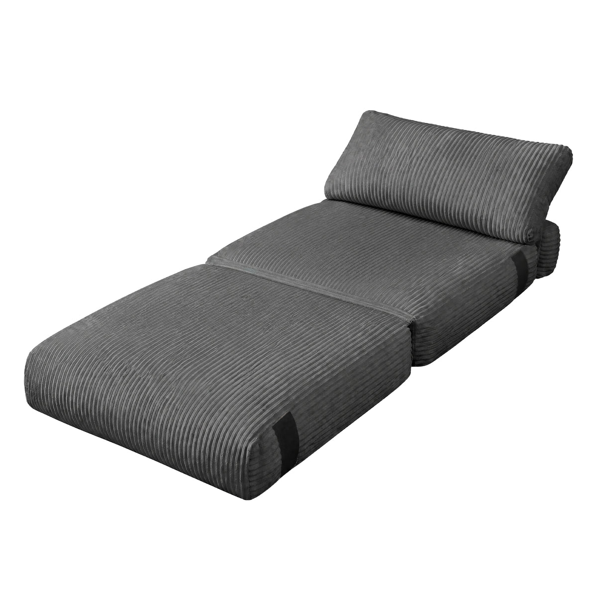 LEDREM Convertible Chair Bed, Corduroy Folding Futon Chair with Removable Cover, 35 x 35 x 30.7 inches, Lead Grey