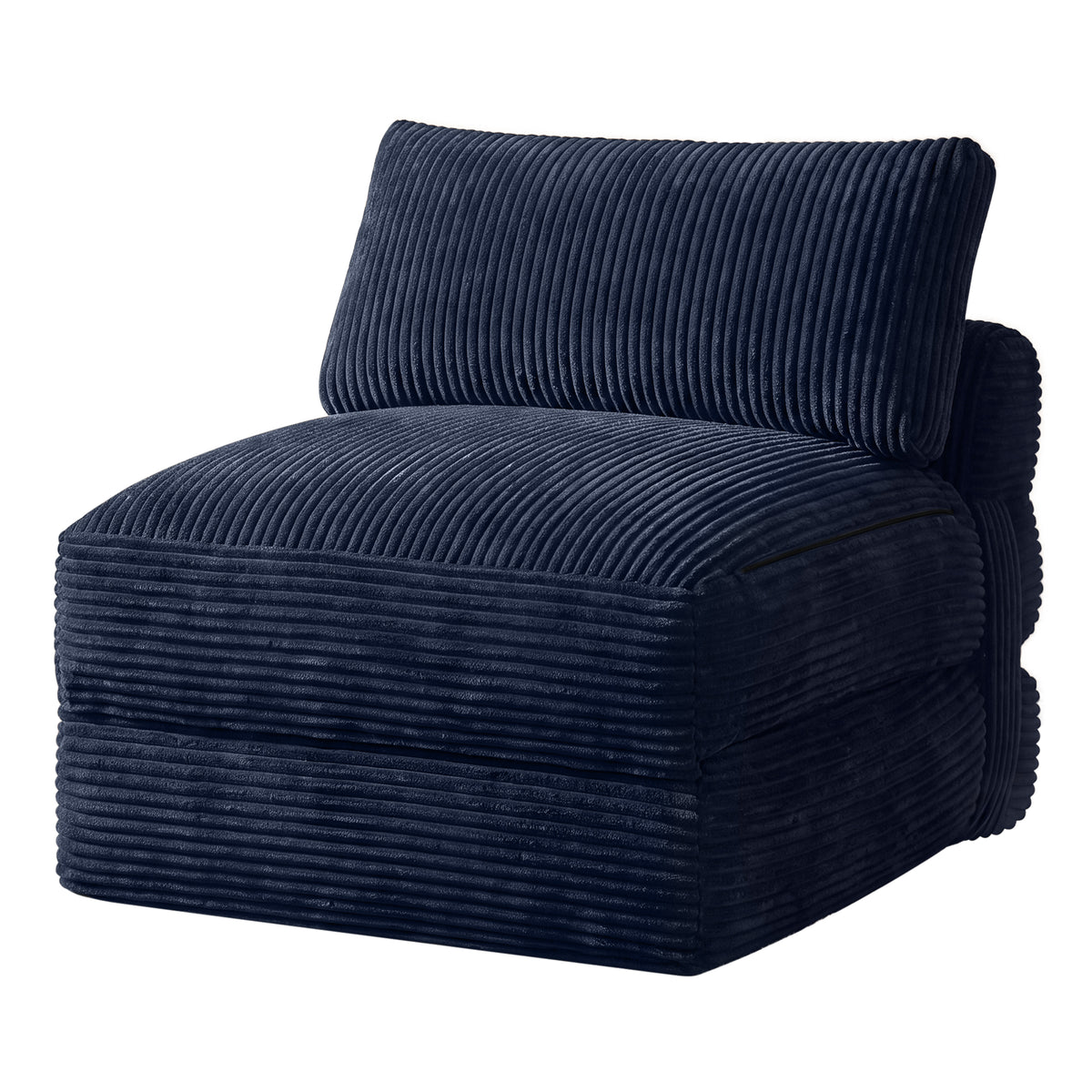LEDREM Convertible Chair Bed, Corduroy Folding Futon Chair with Removable Cover, 35 x 35 x 30.7 inches, Dark Grey Blue